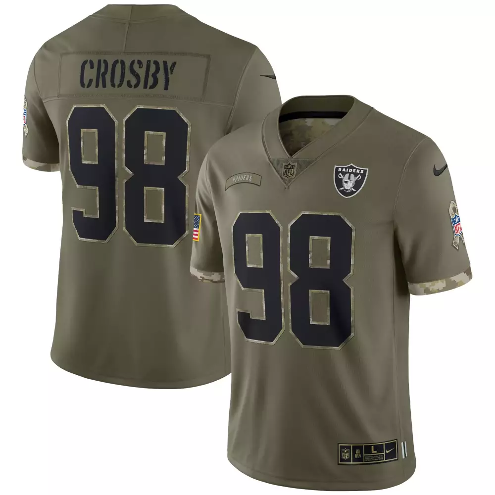 Crosby 98 Las Vegas Raiders Men's All Stitched Vapor Jersey 2023 | Olive Camo Edition | Perfect Fan Gear for Game Day | For Men, Women & Youth