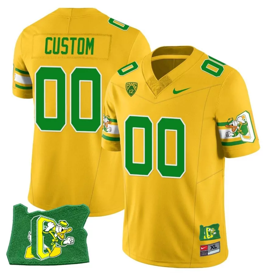custom oregon ducks 00 yellow all stitched vapor jersey 2023 men s edition