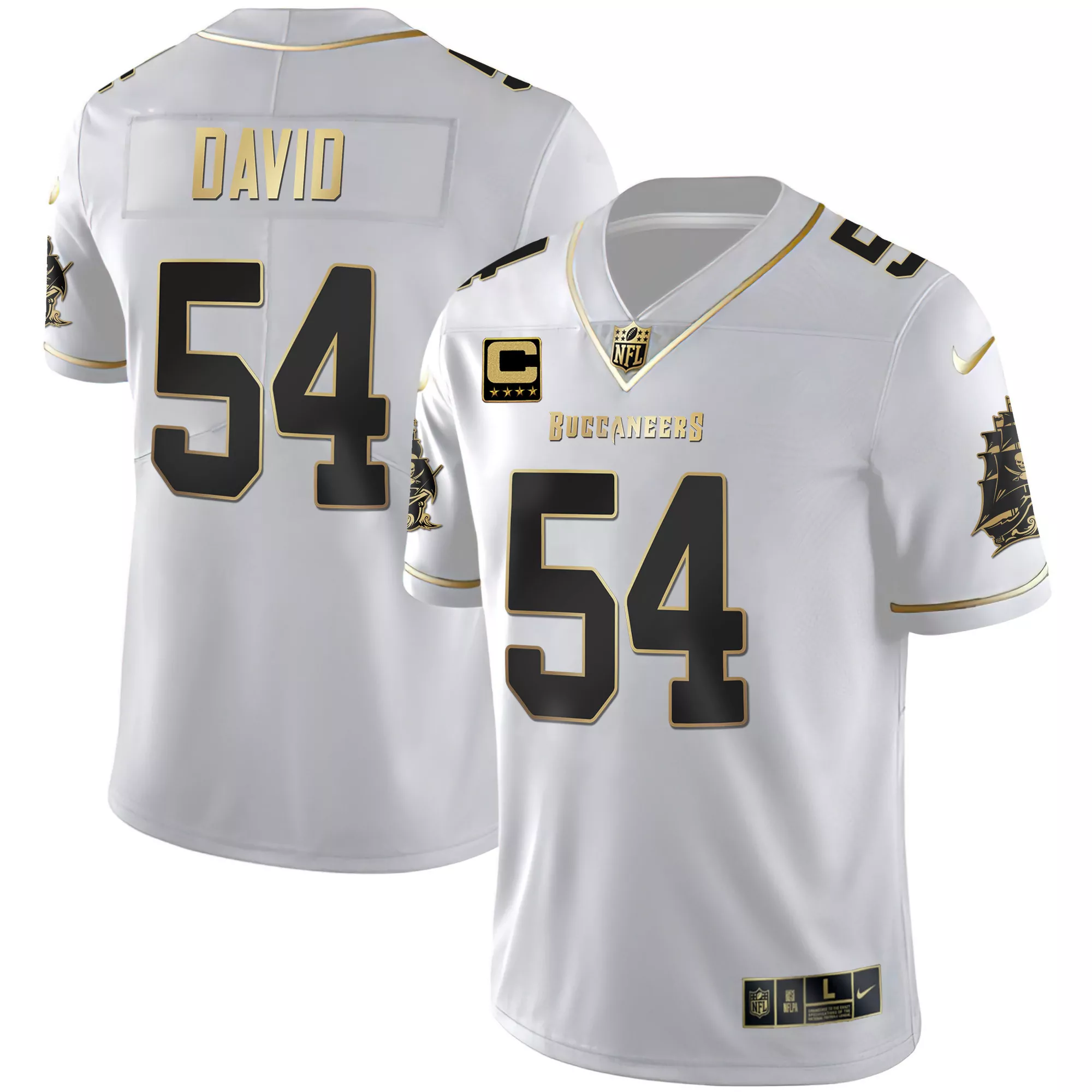 david 54 tampa bay buccaneers 2023 men s all stitched vapor jersey white gold