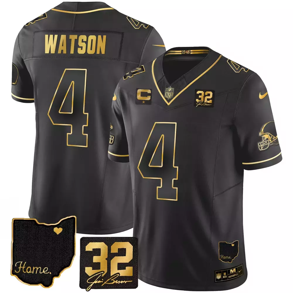 Deshaun Watson 4 Cleveland Browns 2023 Men's All Stitched Vapor Jersey | Black 32 Patch | Fan Gear for Game Day | For Men, Women & Youth