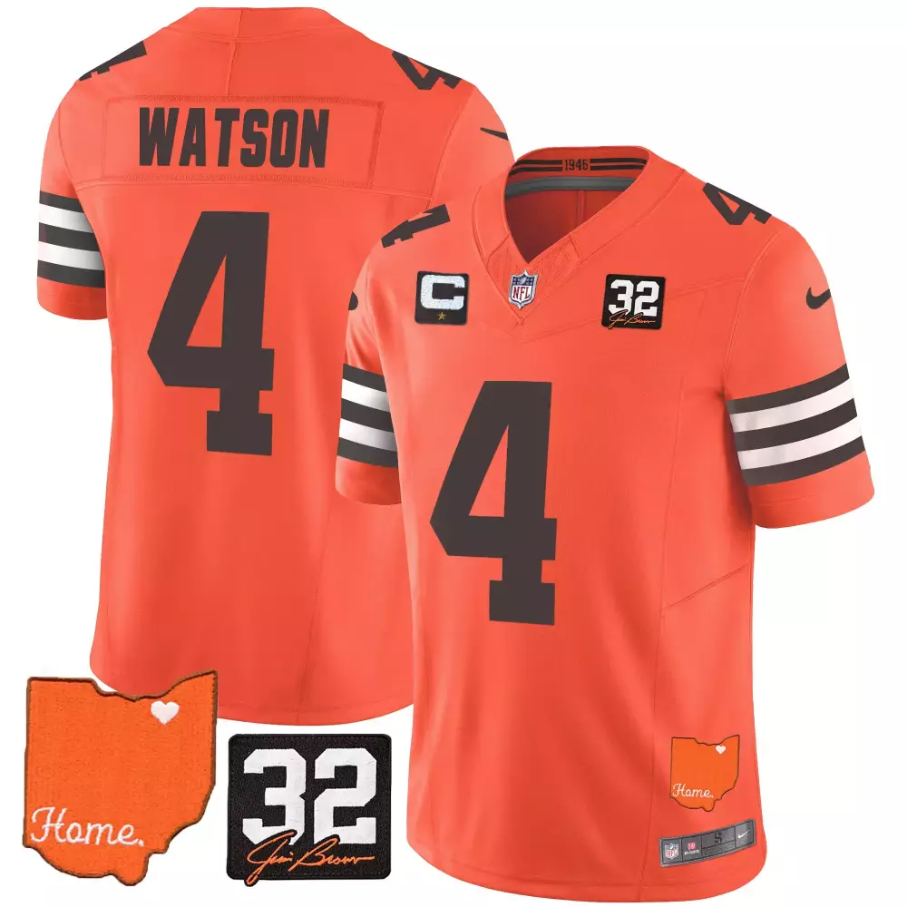 Deshaun Watson 4 Cleveland Browns 2023 Stitched Vapor Jersey | Orange Home Edition | Game Day Outfit for Men, Women & Youth