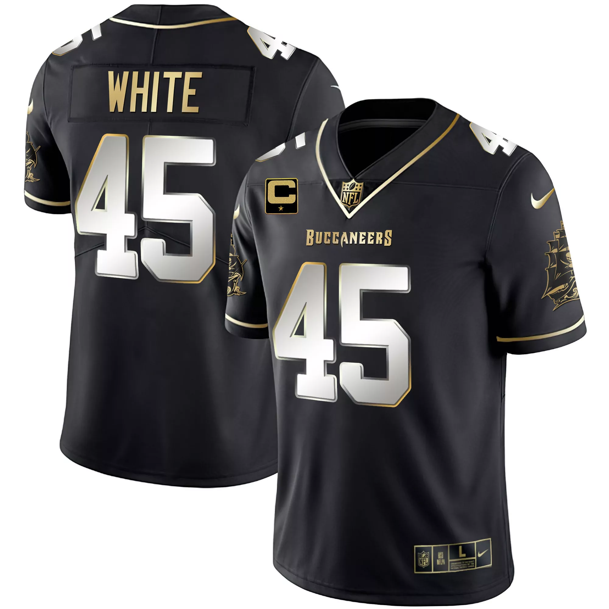 devin white 45 tampa bay buccaneers 2023 men s all stitched vapor jersey black