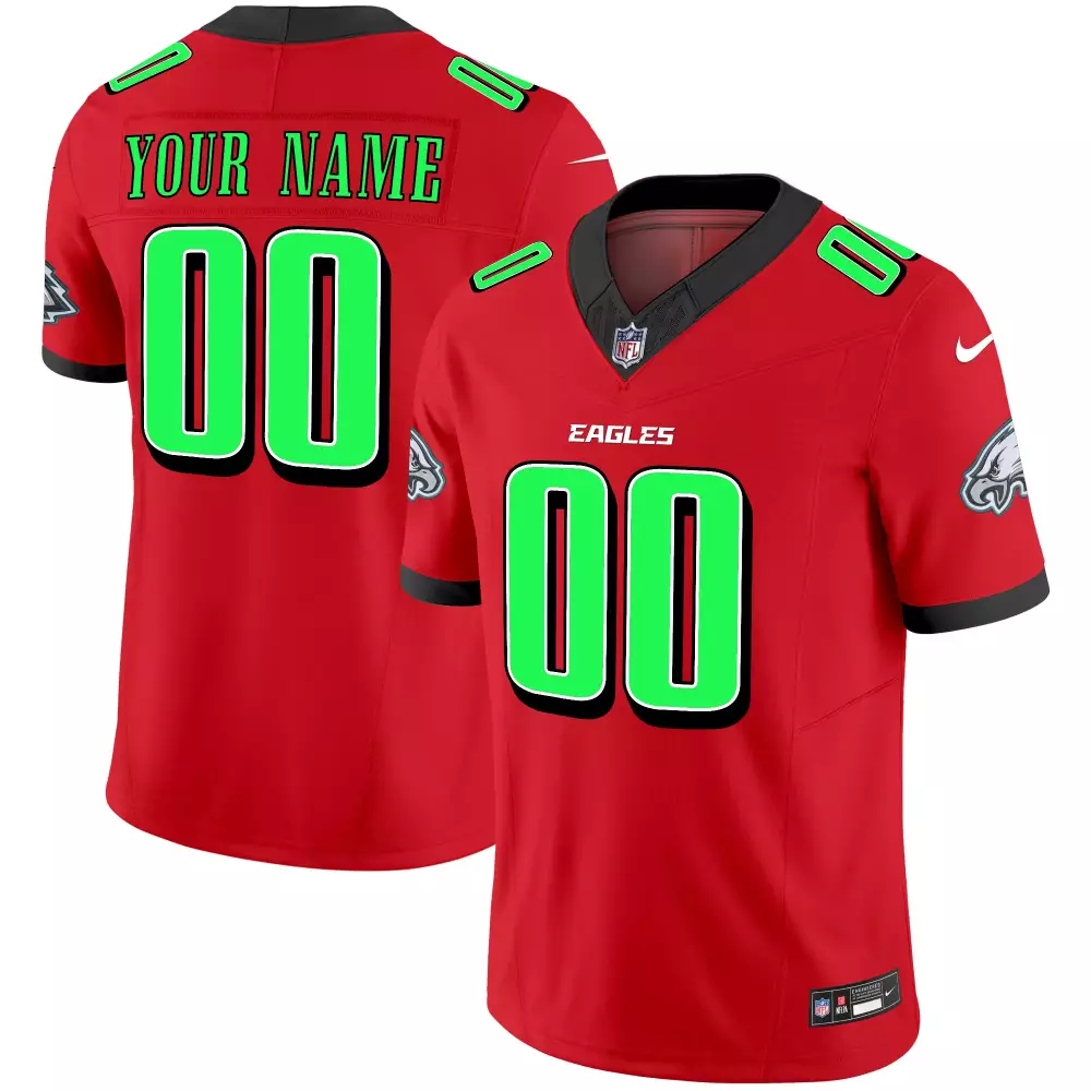 eagles custom 00 red all stitched vapor jersey 2023 men s design style