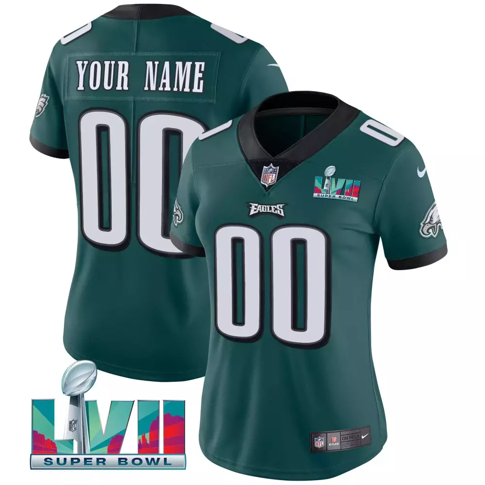 Eagles Women's Super Bowl LVII Custom Jersey | Green | All Stitched Vapor Edition | For Men, Women & Youth