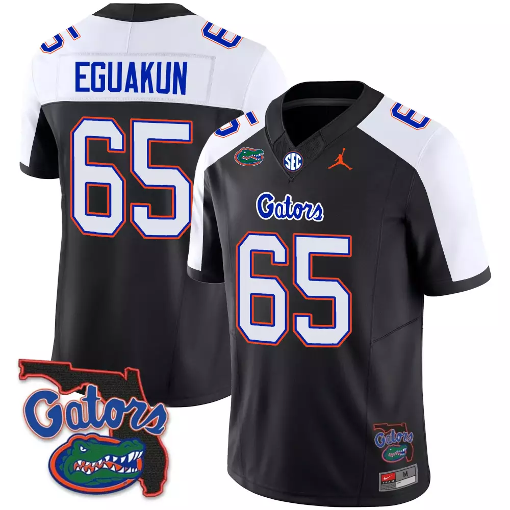 Eguakun 65 Florida Gators 2023 Stitched Vapor Jersey | Black Edition Fan Gear for Men, Women & Youth