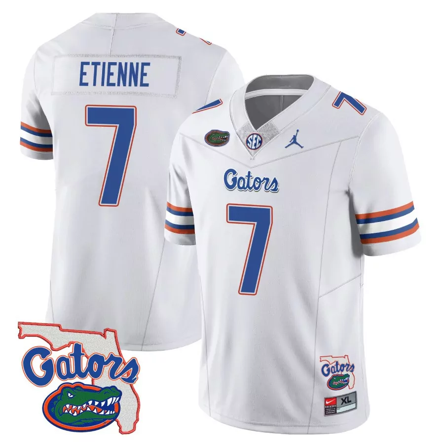 Etienne 7 Florida Gators 2023 Stitched Vapor Jersey | White and Blue Fan Gear for Men, Women & Youth