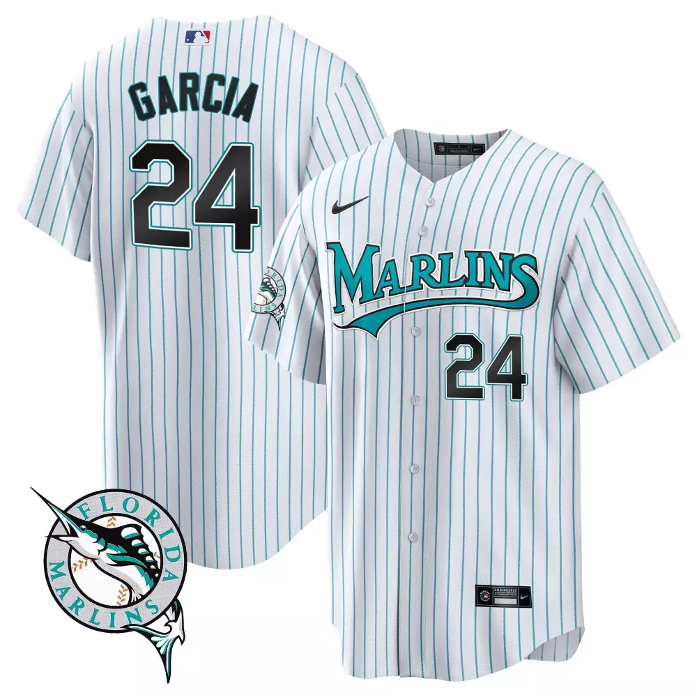 garcia 24 florida marlins 2023 men s all stitched vapor jersey white teal 2