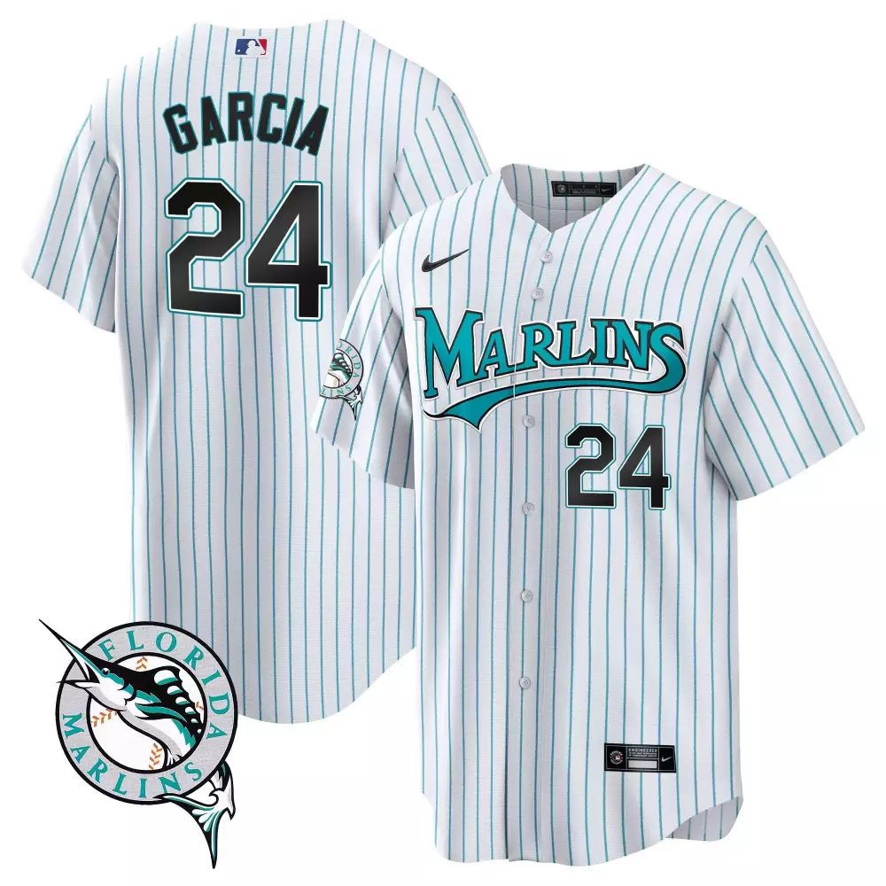 garcia 24 florida marlins 2023 men s all stitched vapor jersey white teal 2