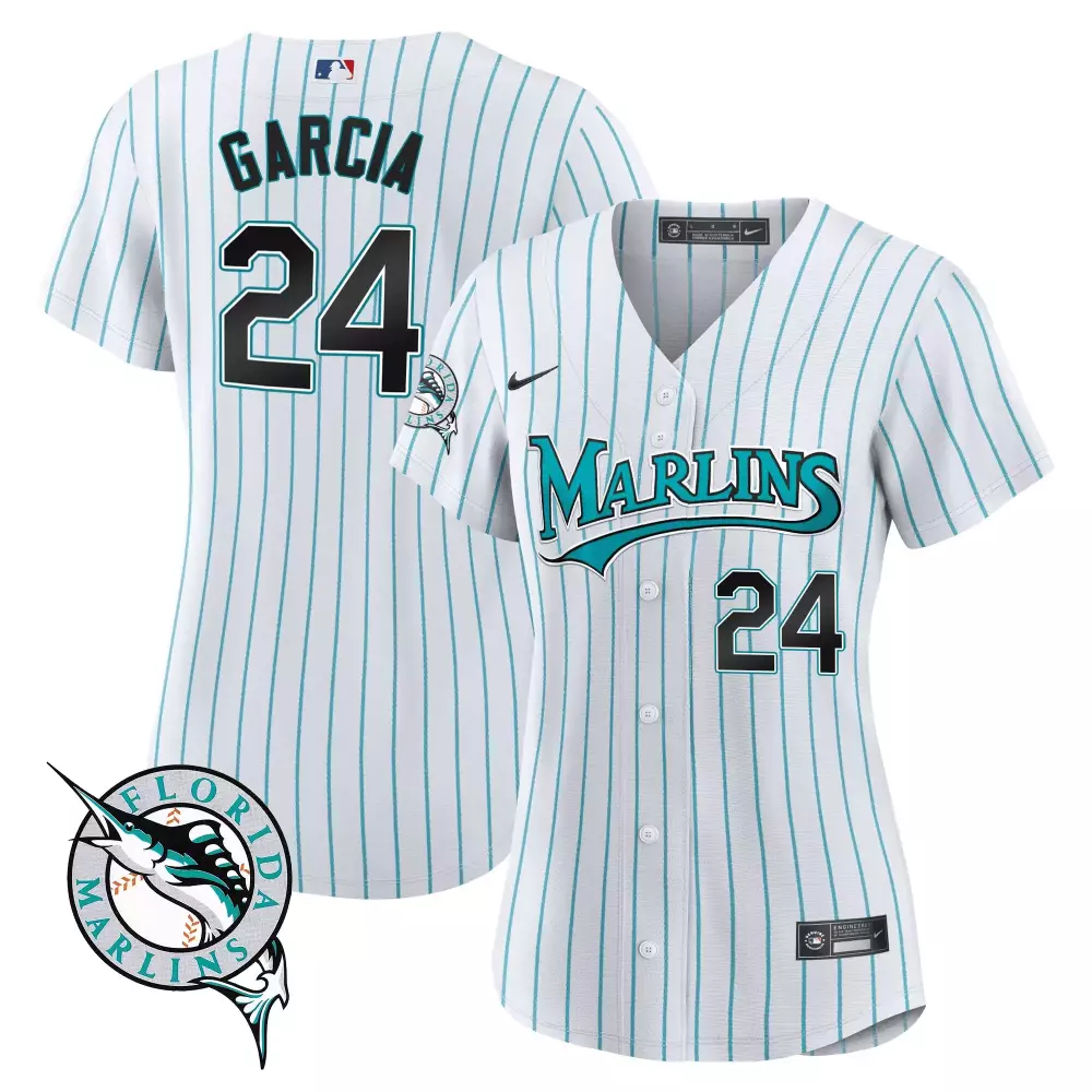 garcia 24 florida marlins 2023 men s all stitched vapor jersey white teal 2