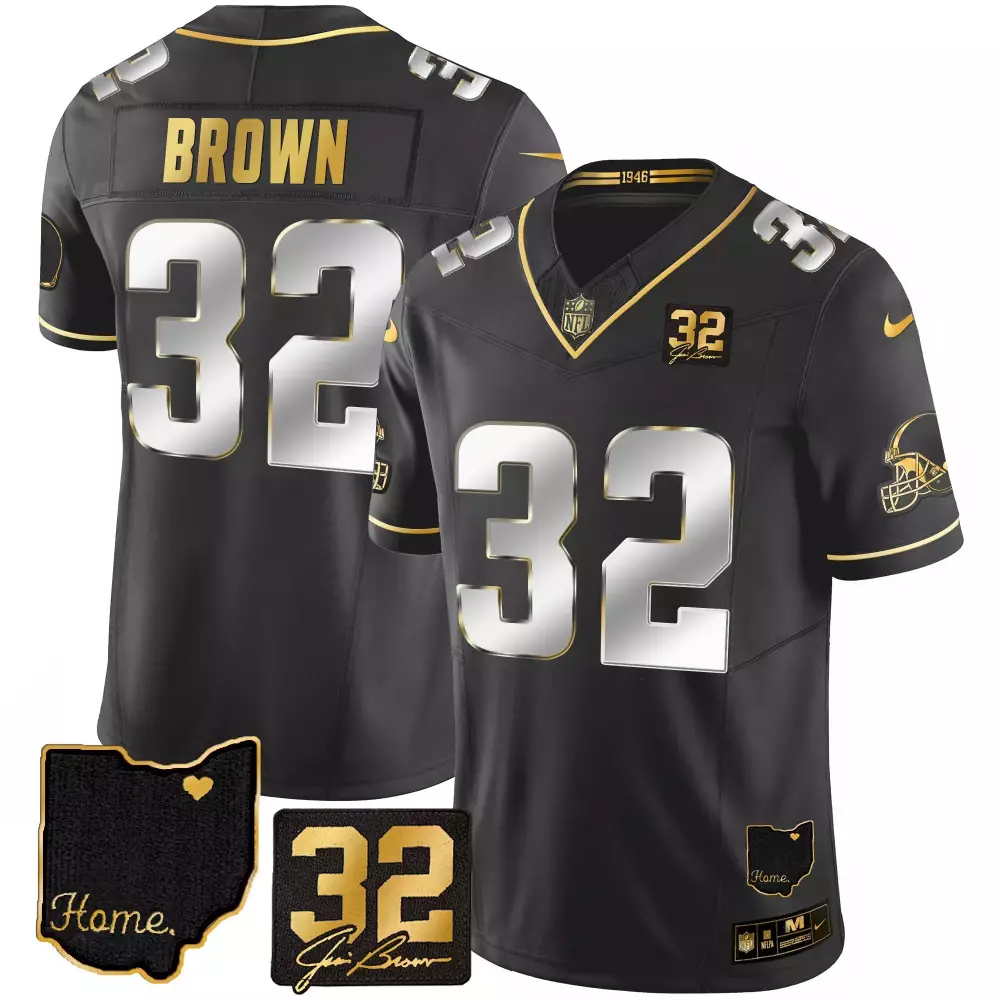 Giovani Brown 32 Men's Black Vapor Jersey | Cleveland Browns 2023 Home Edition | All Stitched Fan Gear | For Men, Women & Youth