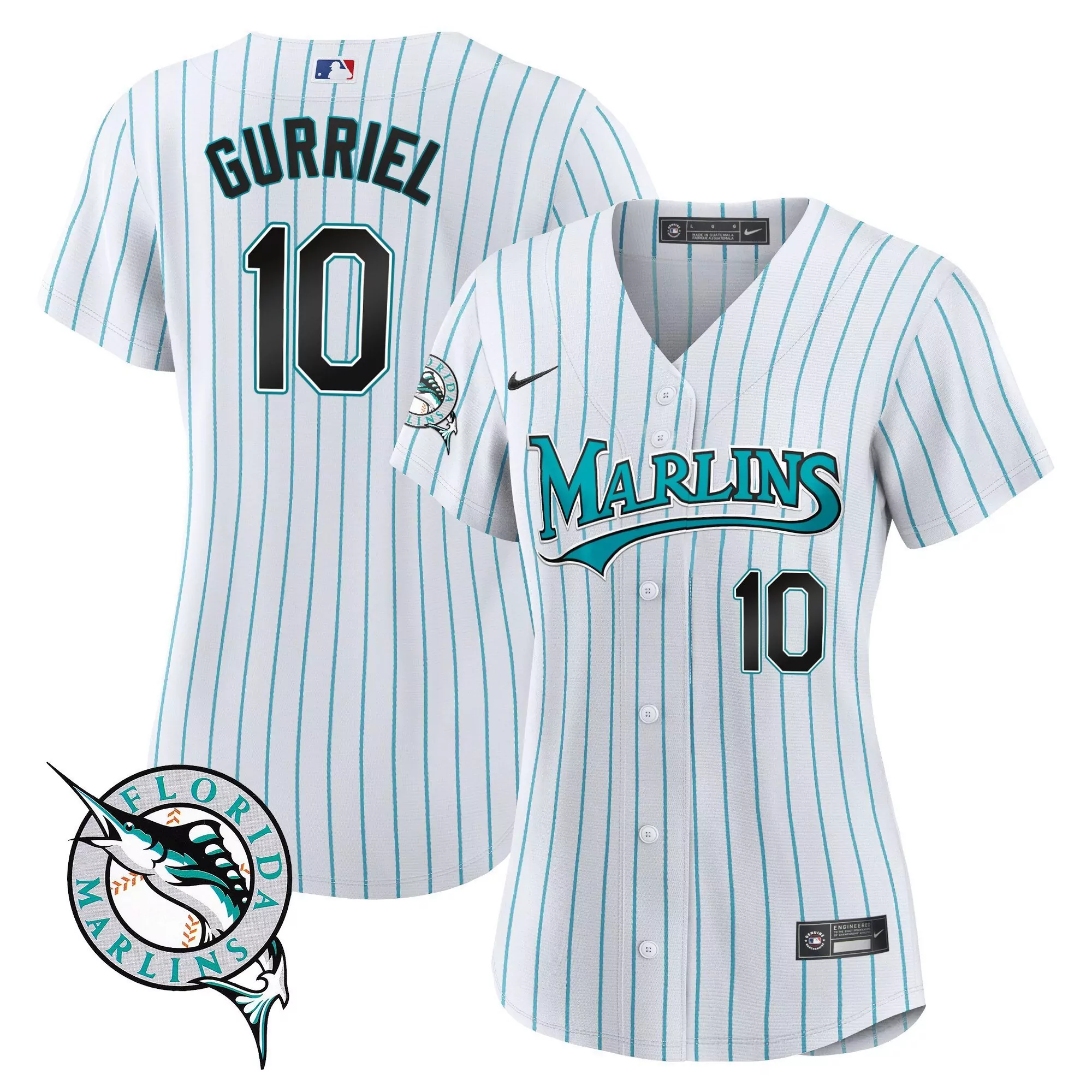 gurriel 10 florida marlins 2023 women s all stitched vapor jersey white teal