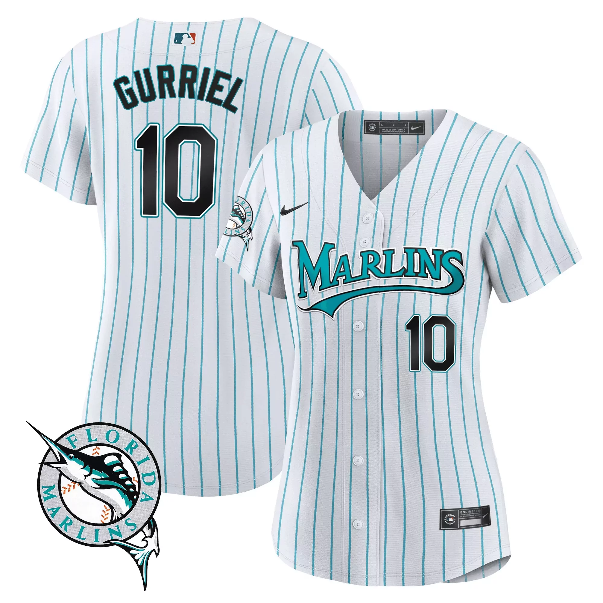 gurriel 10 florida marlins 2023 women s all stitched vapor jersey white teal
