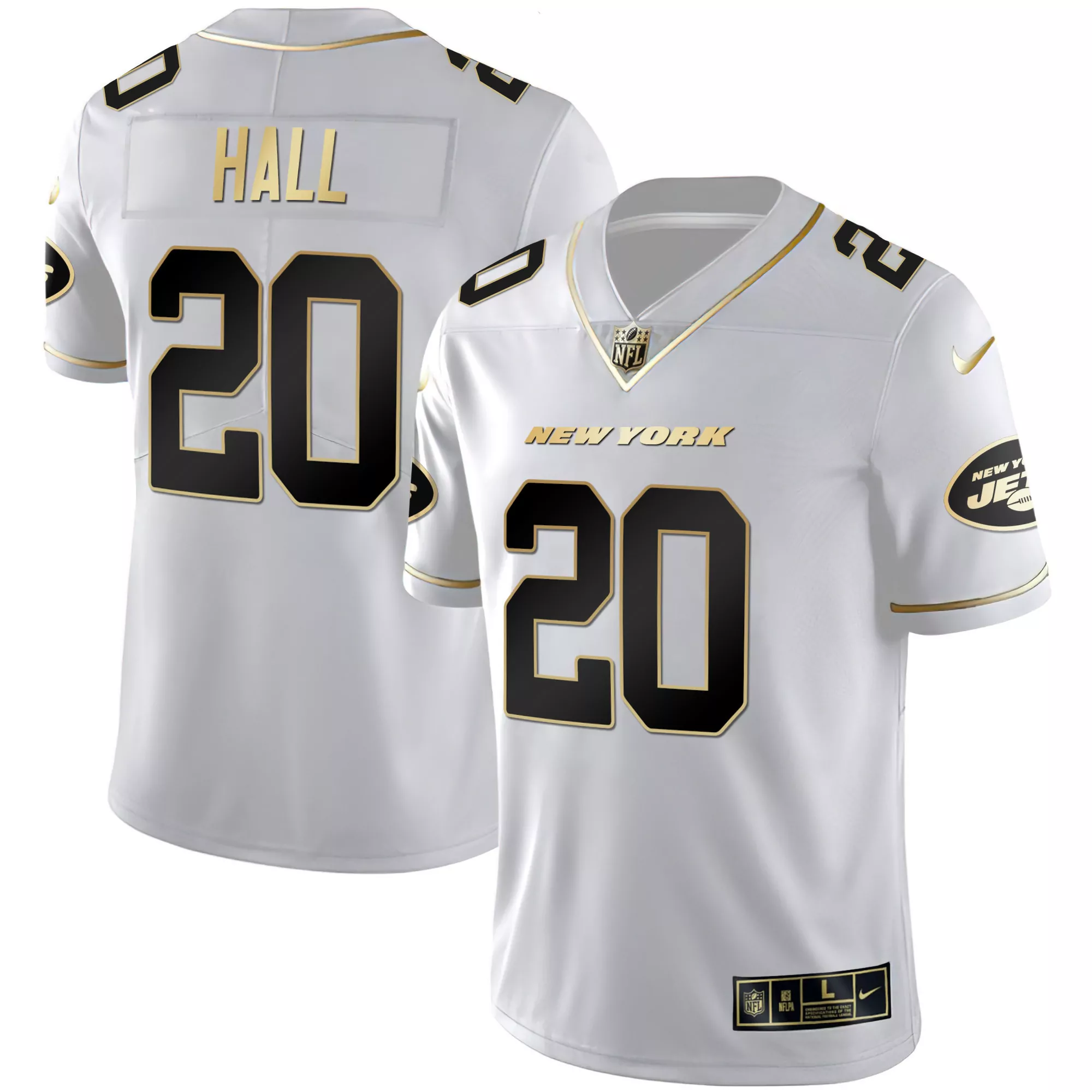 hall 20 new york jets 2023 men s all stitched vapor jersey white black edition