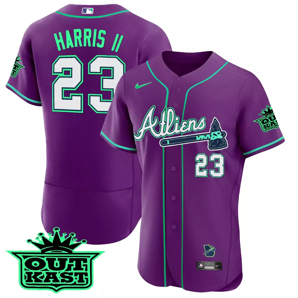 Harris II Atlanta Athenians 2023 Stitched Vapor Jersey | Purple Outkast Edition | Replica Fan Gear | For Men, Women & Youth