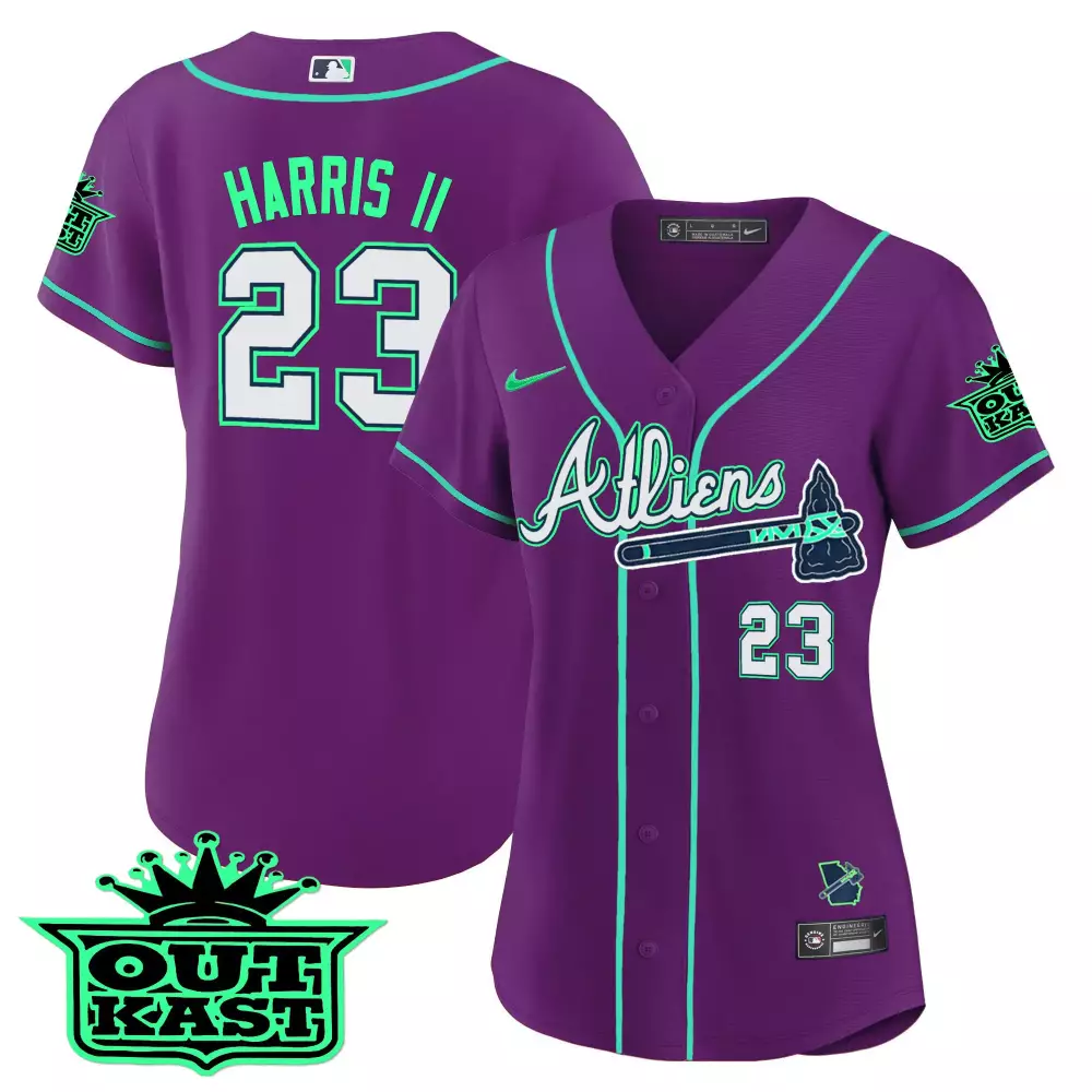 Harris II Atlanta Athenians 2023 Stitched Vapor Jersey | Purple Outkast Edition | Replica Fan Gear | For Men, Women & Youth