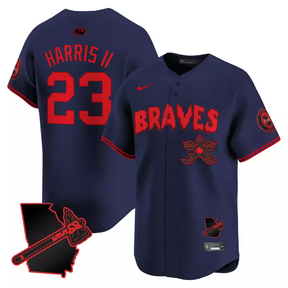 harris ii 23 atlanta braves 2023 men s all stitched vapor jersey navy orange big peach patch