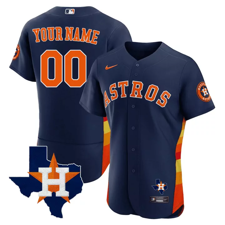 Navy Houston Astros Jersey | Texas Patch & Custom Name | Fan Gear for Men, Women & Youth