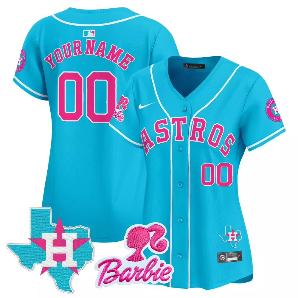 Astros Women's 2023 Stitched Vapor Jersey | Barbie Blue Custom 00 | Fan Gear for Game Day | For Men, Women & Youth