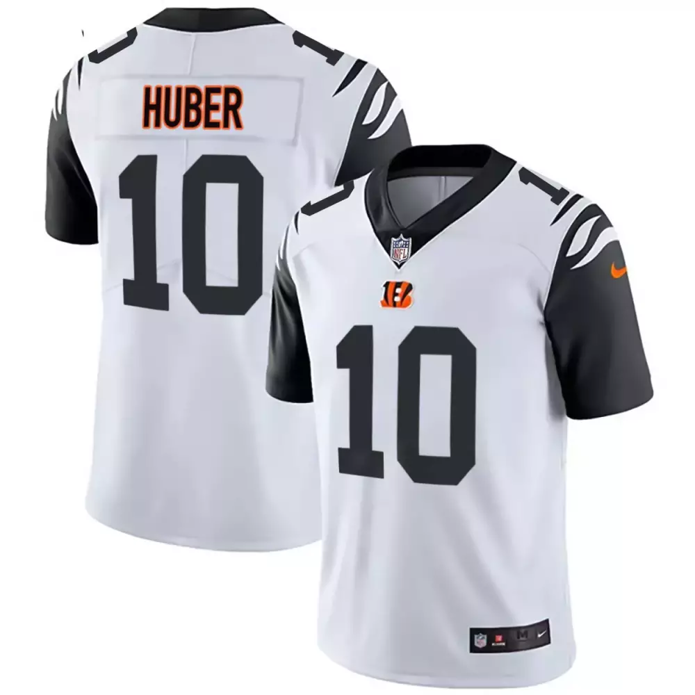 Huber 10 Cincinnati Bengals 2023 Men's All Stitched Vapor Jersey | White & Black | Limited Edition Fan Gear | For Men, Women & Youth