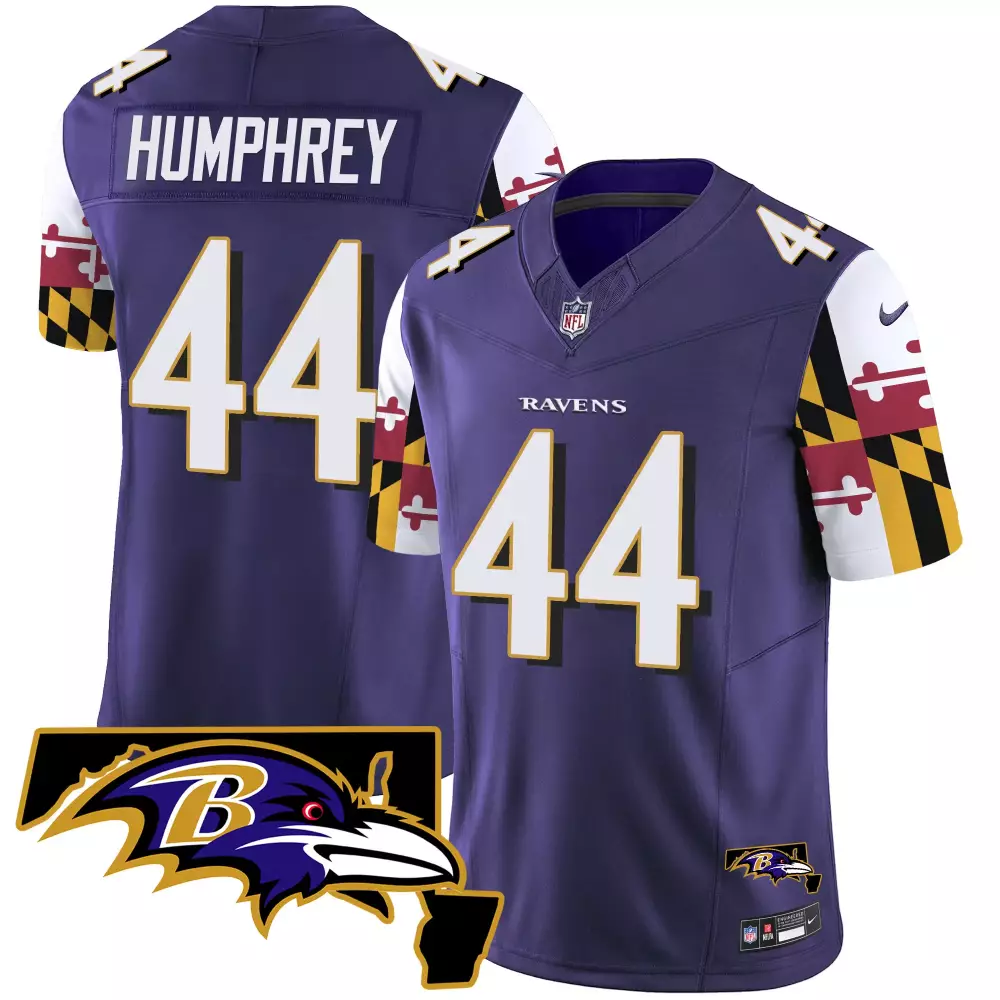 Marlon Humphrey 44 Baltimore Ravens 2023 Stitched Vapor Jersey | Black Maryland Flag Design | For Men, Women & Youth