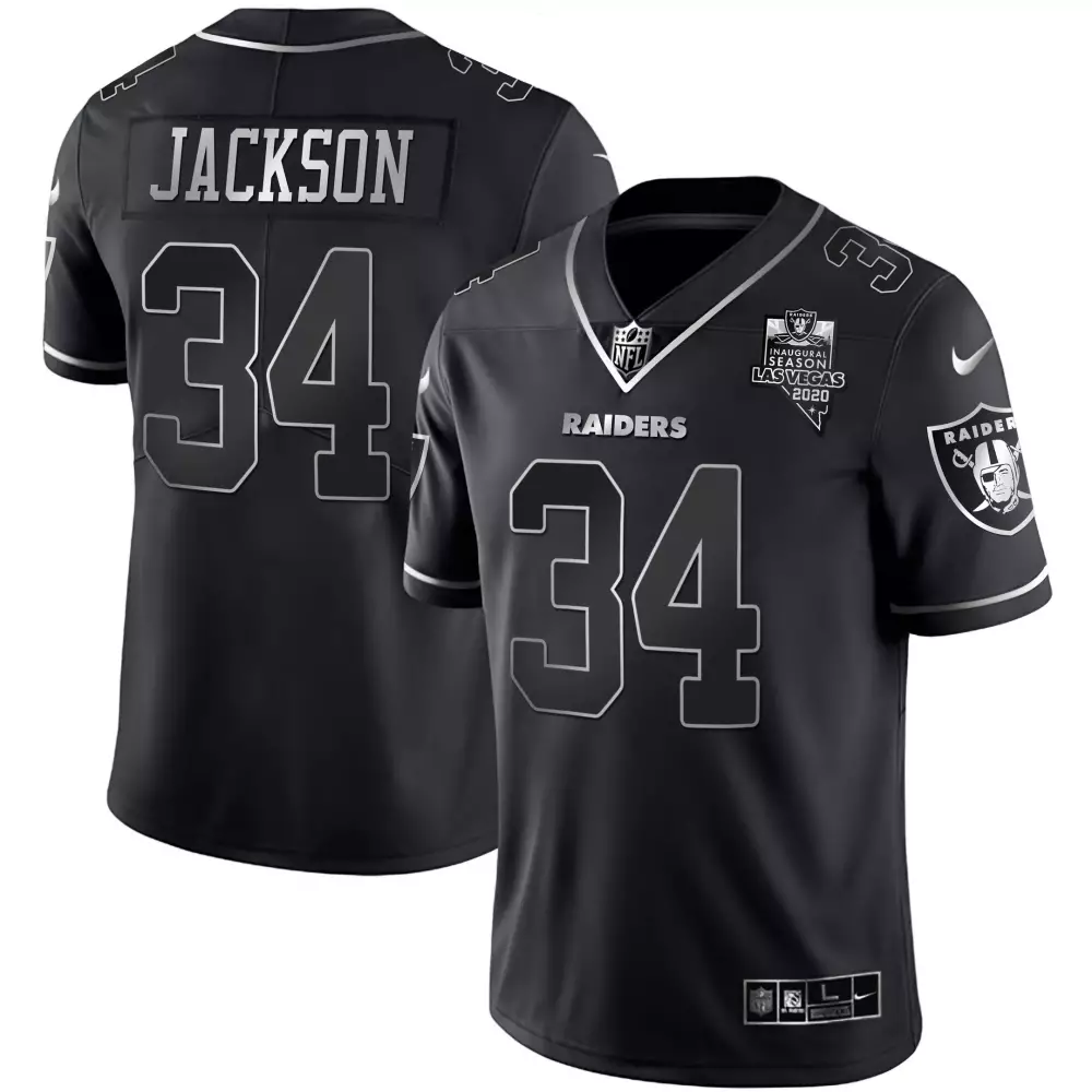 Jackson 34 Las Vegas Raiders 2020 Black Vapor Jersey | All Stitched | Fan Gear | For Men, Women & Youth
