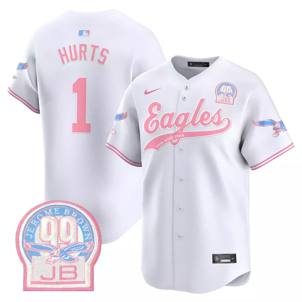Jalen Hurts Philadelphia Eagles 2023 Stitched Vapor Jersey | Pink Yellow | Replica Fan Gear for Men, Women & Youth