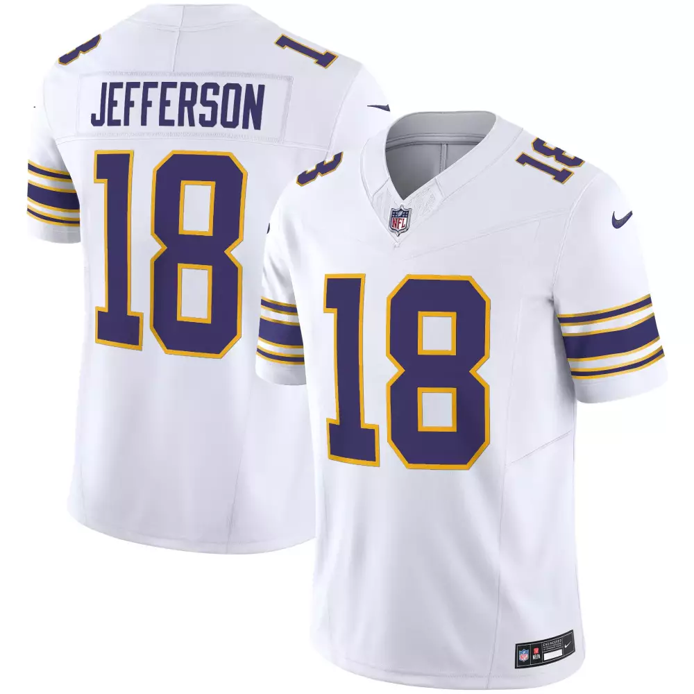 Justin Jefferson 18 Minnesota Vikings 2023 Men's All Stitched Vapor Jersey | White Purple | Fan Gear for Men, Women & Youth