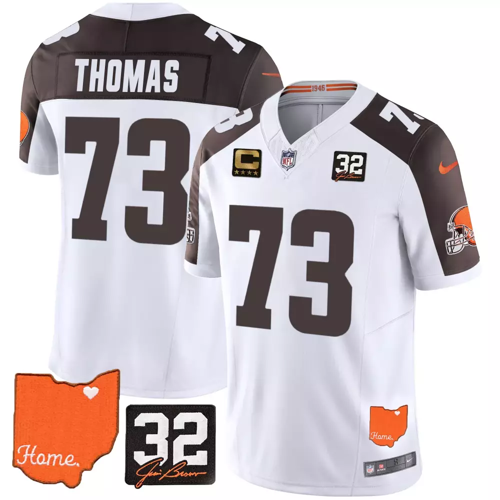 Joe Thomas 73 Cleveland Browns Men's Vapor Jersey 2022 | All Stitched Home Edition | Game Day Outfit for Fans | For Men, Women & Youth