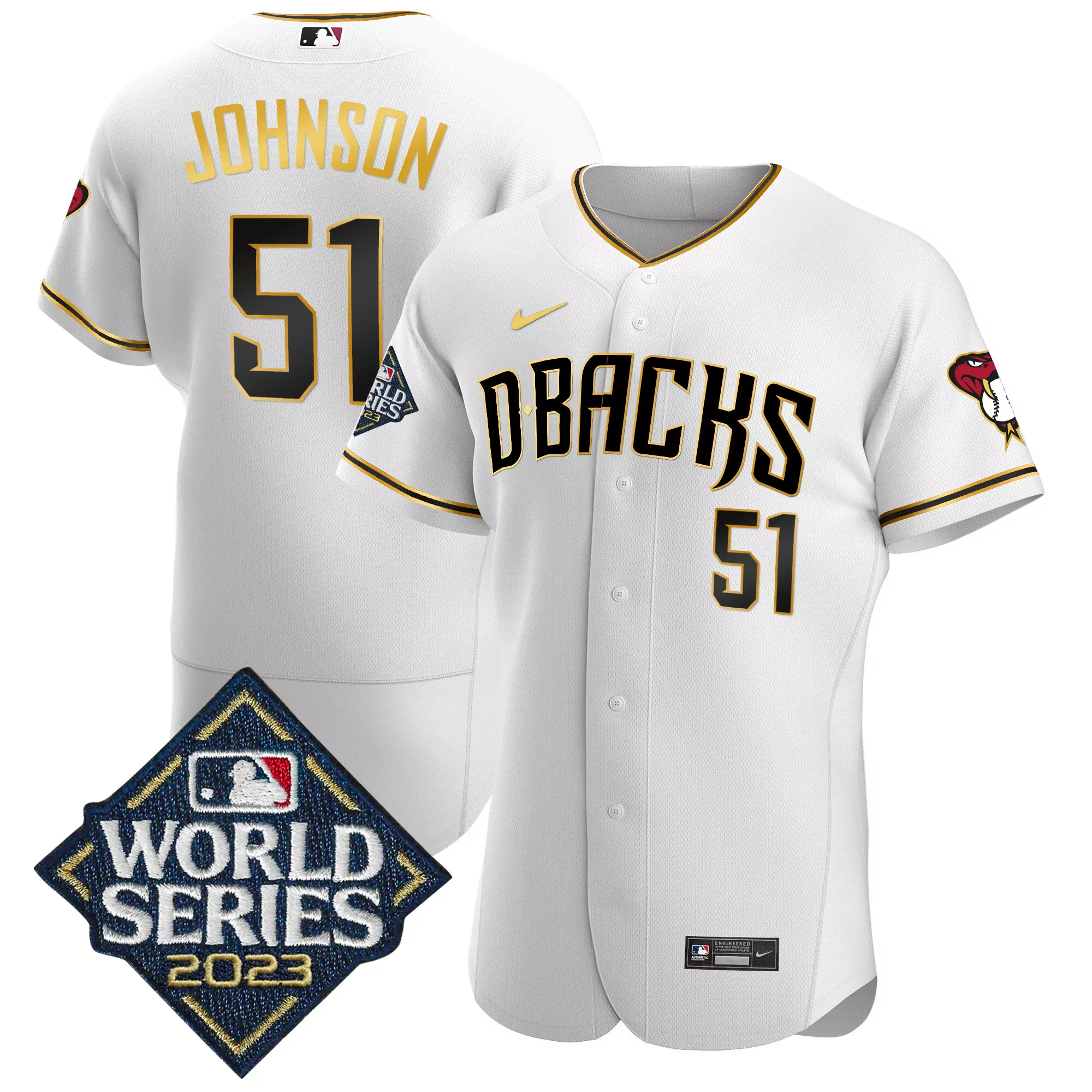 johnson 51 arizona diamondbacks 2023 men s all stitched vapor jersey with world series patch