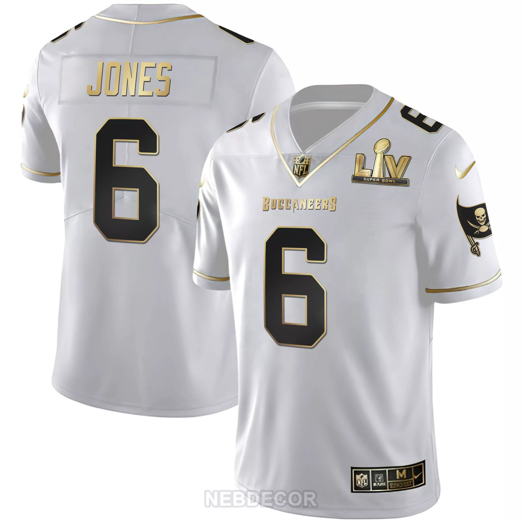 jones 6 tampa bay buccaneers 2023 men s all stitched vapor jersey white super bowl edition 1