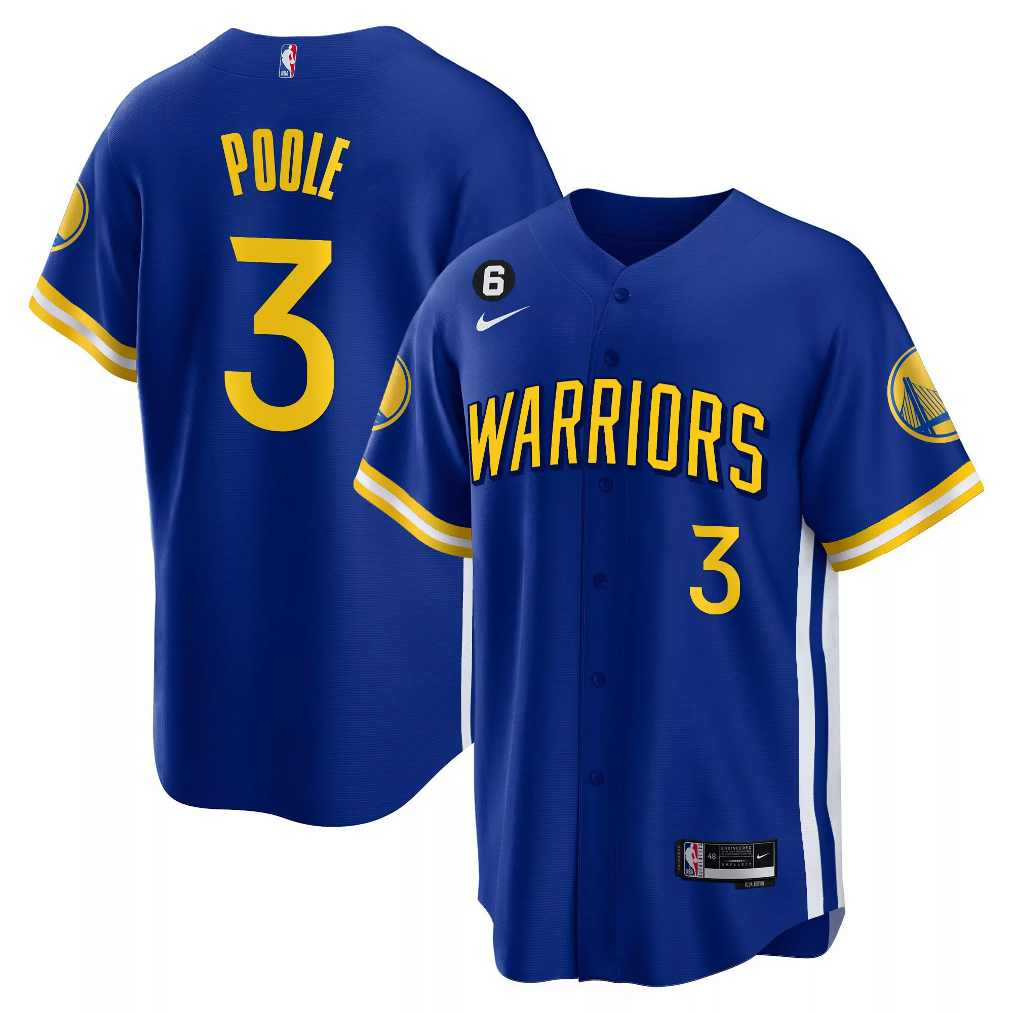 jordan poole 3 golden state warriors 2023 men s all stitched vapor jersey blue