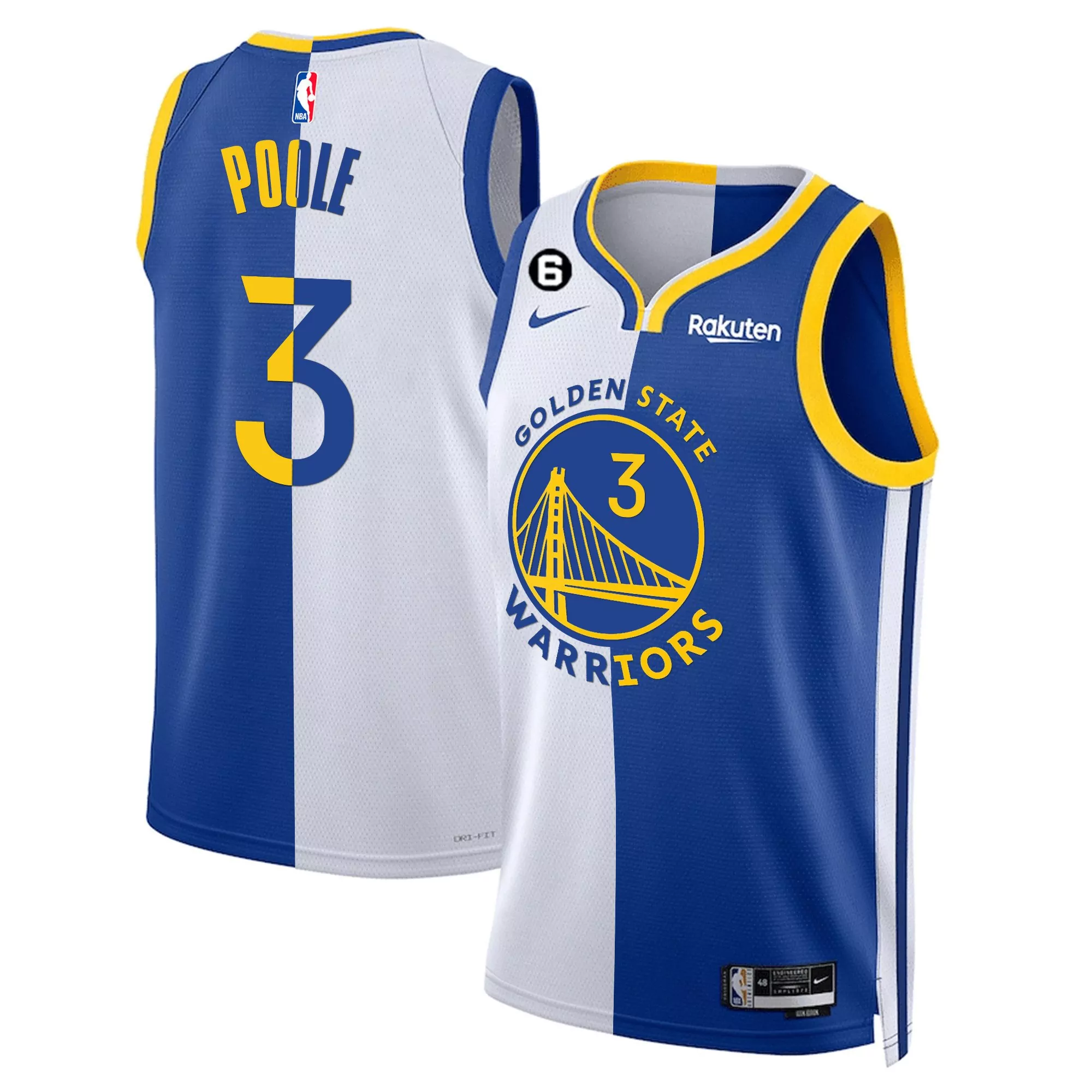 jordan poole 3 golden state warriors 2023 men s all stitched vapor jersey blue