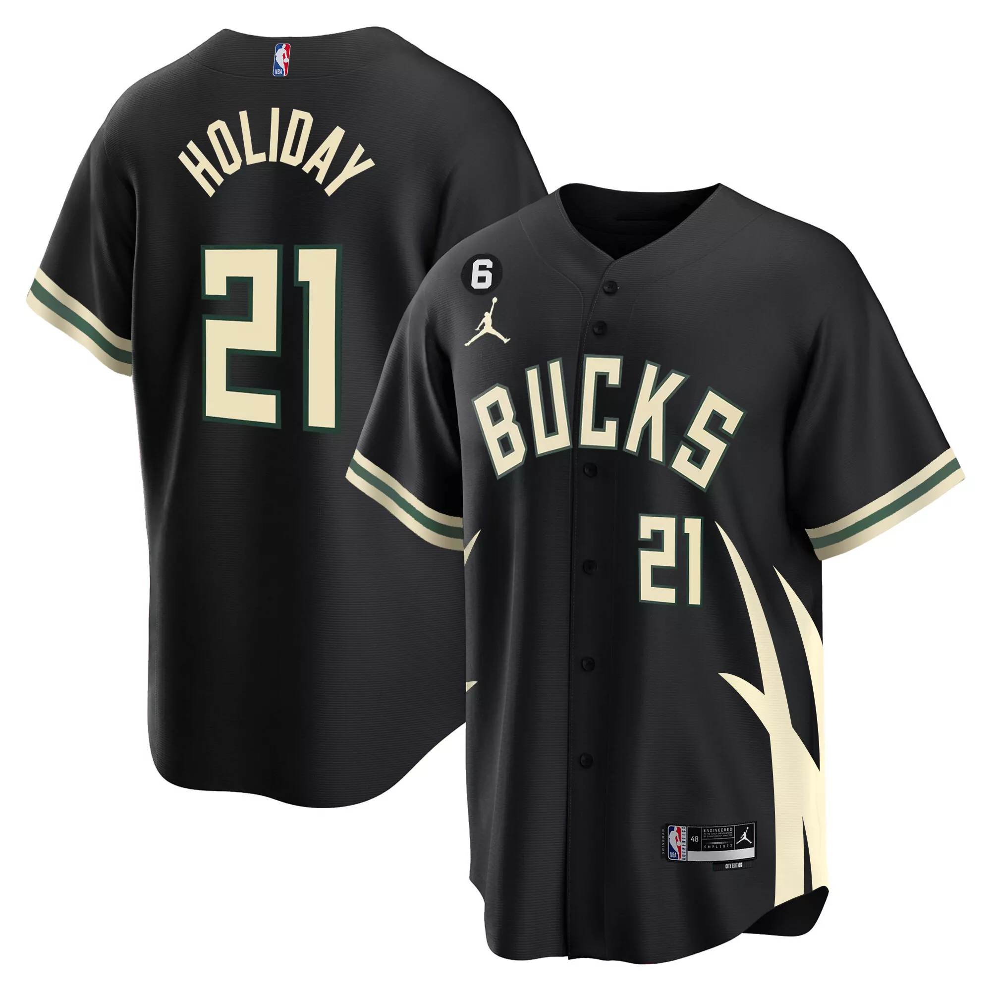 jordan 6 milwaukee bucks 2023 men s all stitched vapor jersey black edition