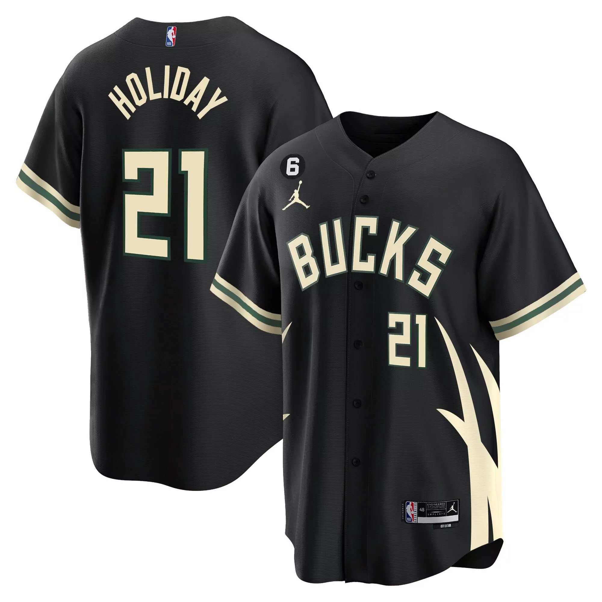 jordan 6 milwaukee bucks 2023 men s all stitched vapor jersey black edition