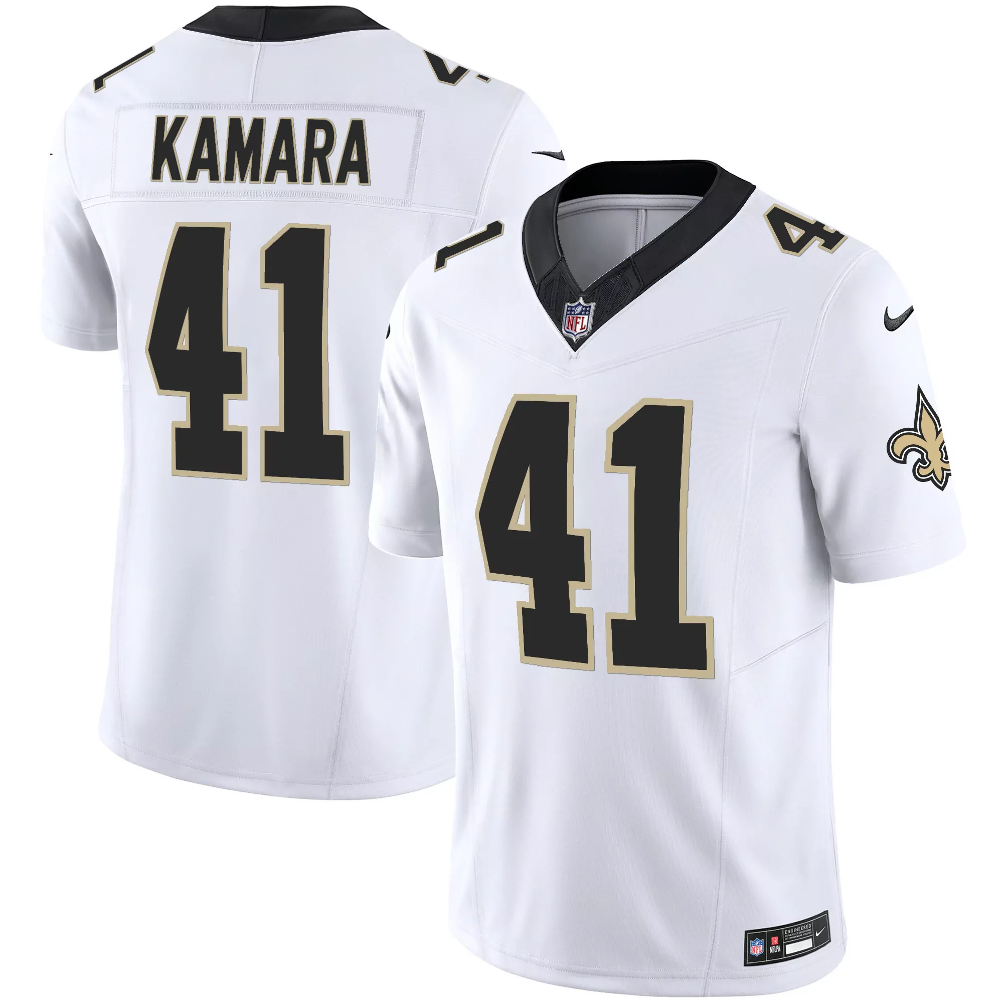 kamara 41 new orleans saints 2023 men s all stitched vapor jersey white