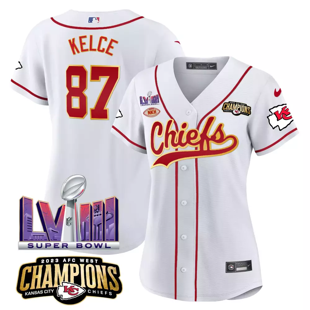 Kelce 87 Kansas City Chiefs 2023 Women's All Stitched Vapor Jersey | Super Bowl LVIII Edition | Game Day Outfit | For Men, Women & Youth