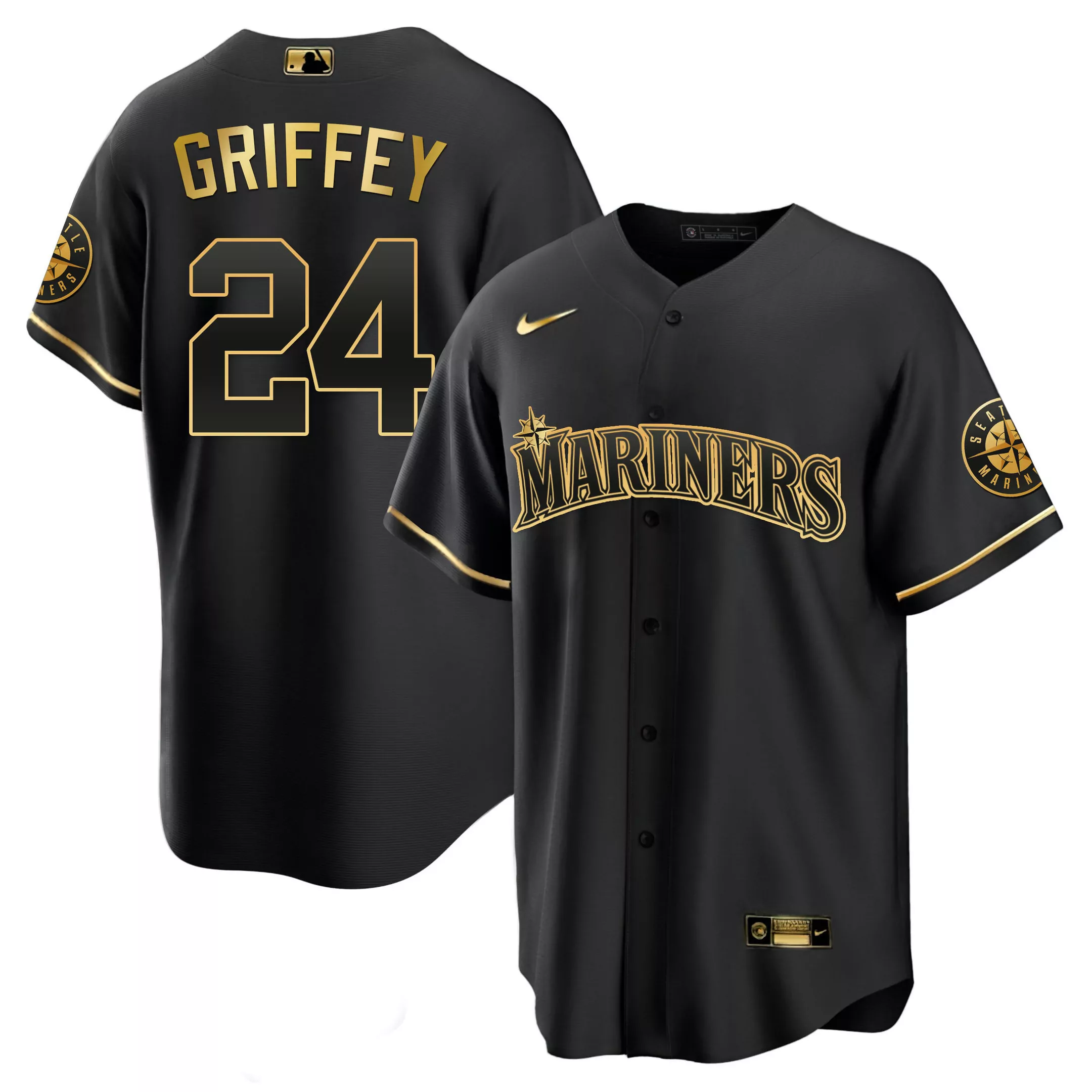 ken griffey jr 24 seattle mariners 2023 men s all stitched vapor jersey black edition