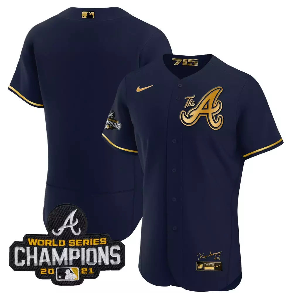 Kenny Lofton 44 Atlanta Braves 2021 Men's All Stitched Vapor Jersey | Navy Champions Edition | Fan Gear for All