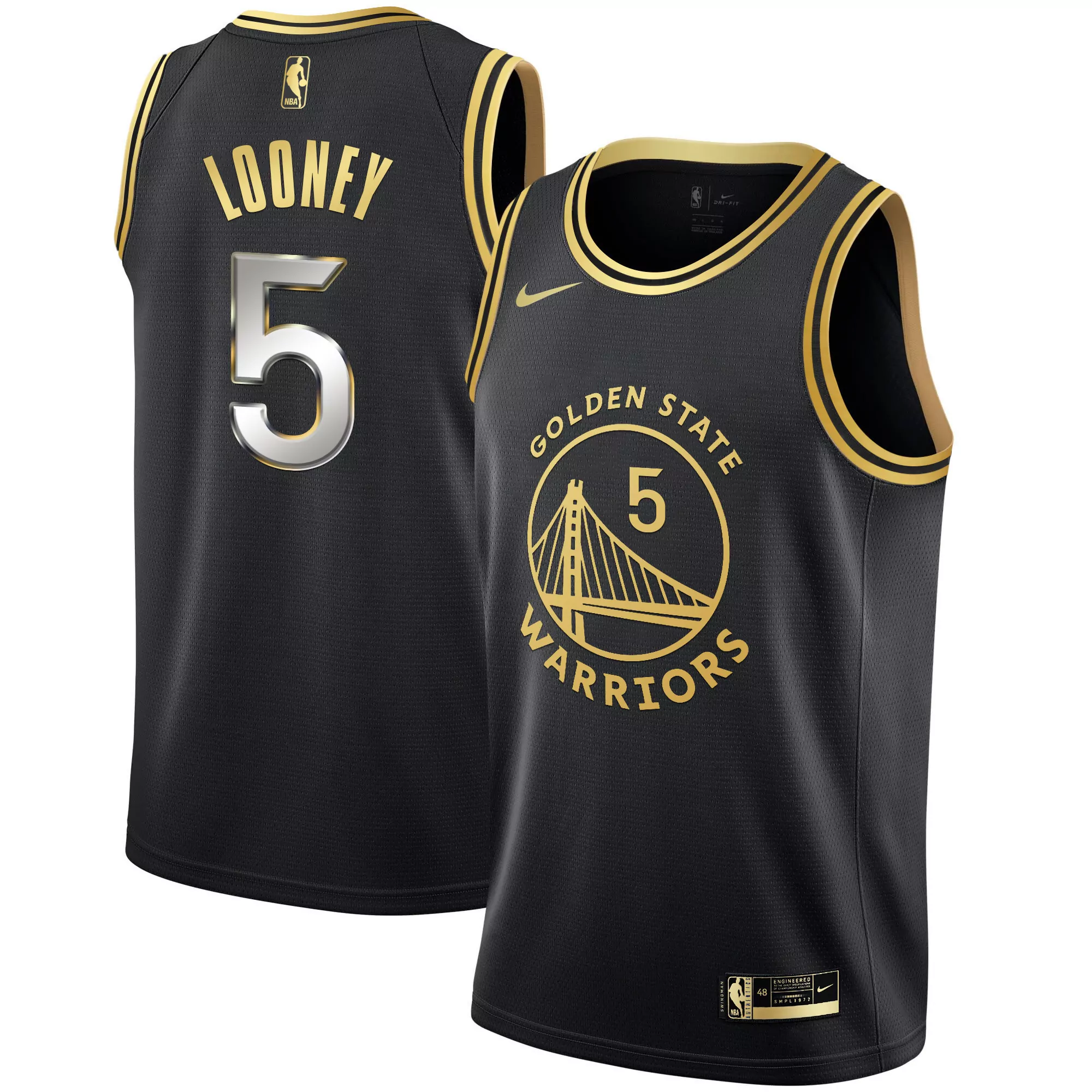 looney 5 golden state warriors 2023 men s all stitched vapor jersey black edition 1