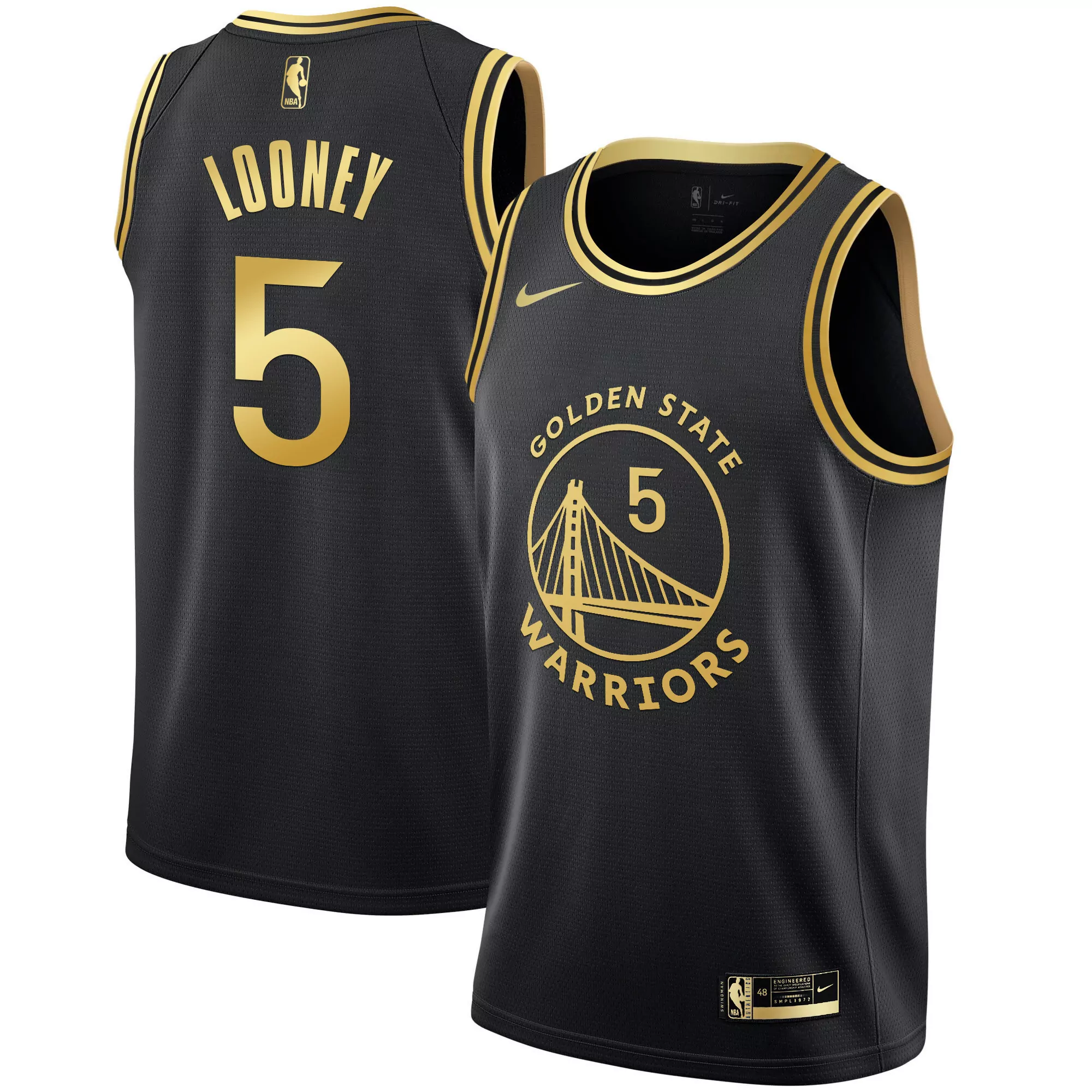 looney 5 golden state warriors 2023 men s all stitched vapor jersey black edition 1
