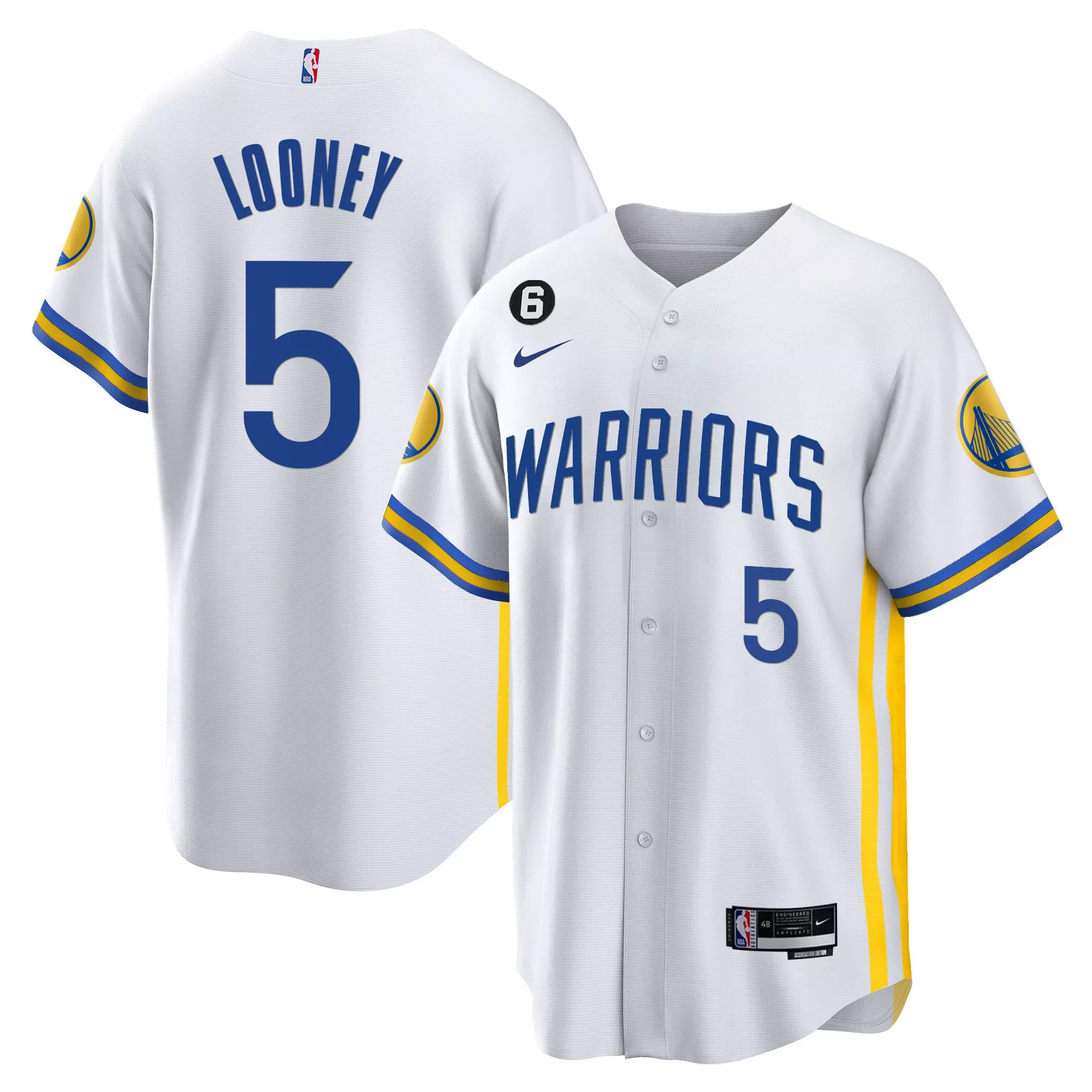 looney 5 golden state warriors 2023 men s all stitched vapor jersey blue with patch