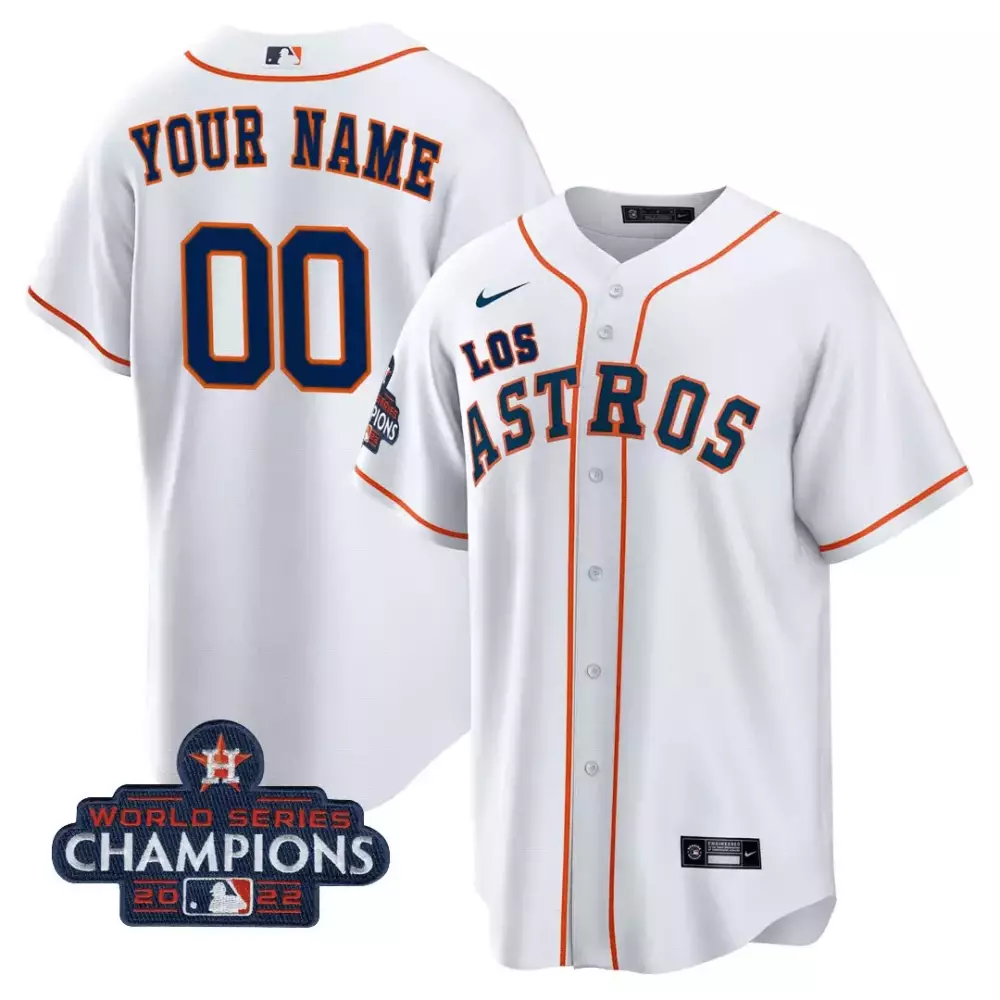 2022 Astros White & Orange Stitched Vapor Jersey | World Series Champions Edition | For Men, Women & Youth