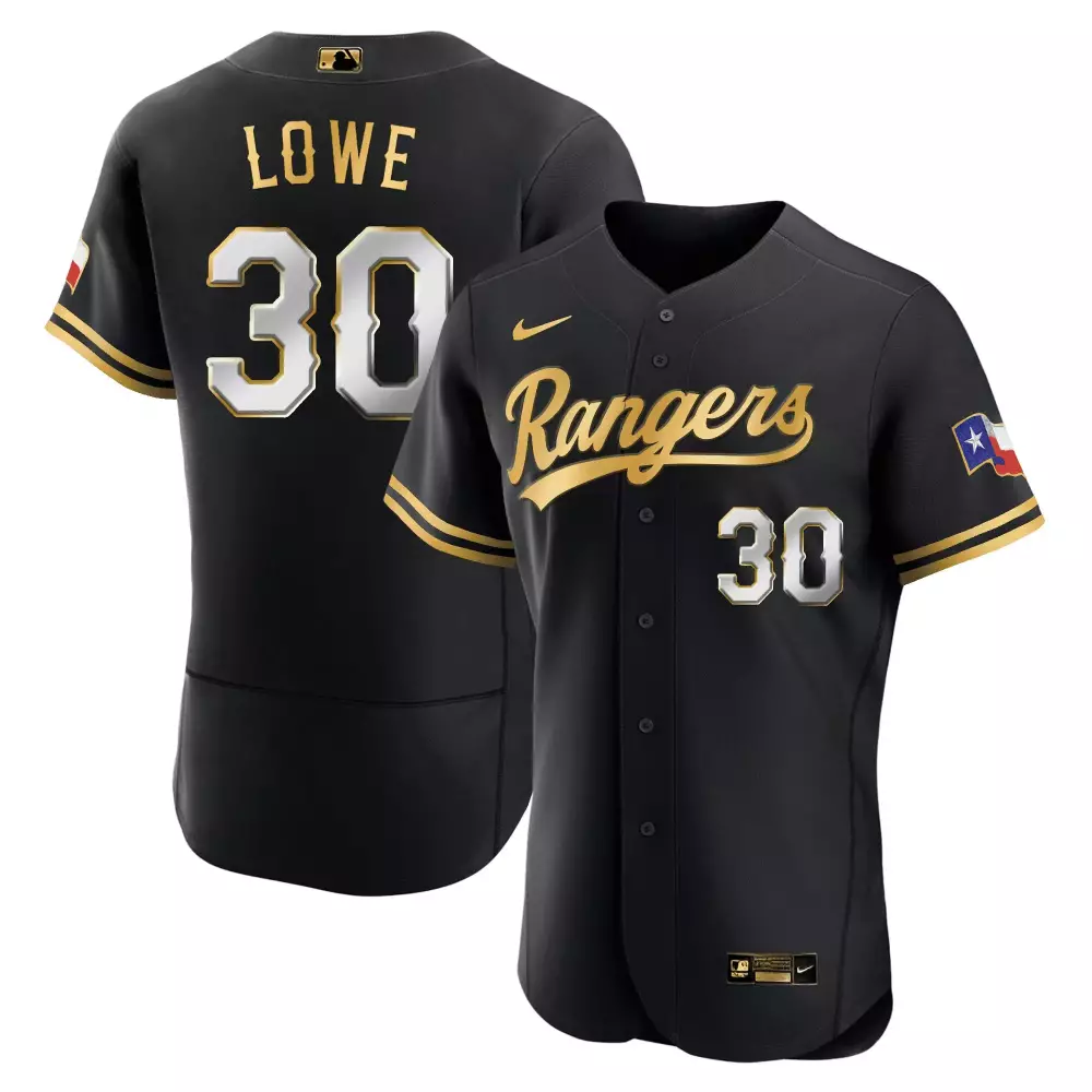 Lowe 30 Texas Rangers 2023 Men's Black Vapor Jersey | All Stitched with Patch | Limited Edition Fan Gear | For Men, Women & Youth