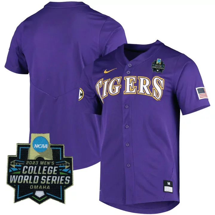 lsu tigers 2023 men s all stitched vapor jersey purple college world series edition