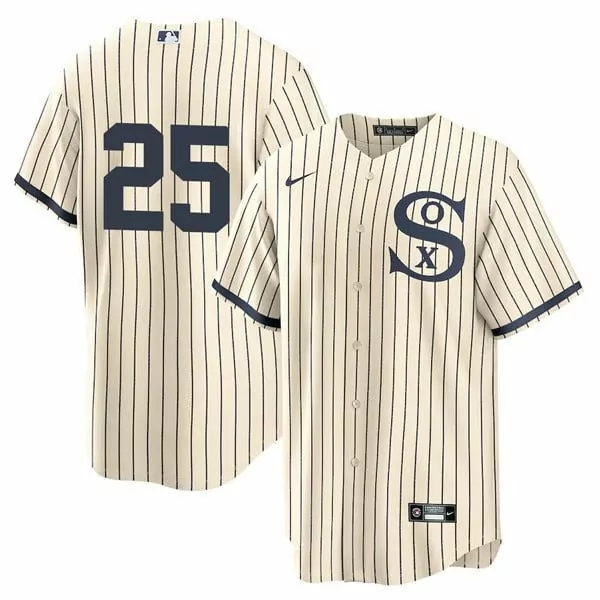 Luis Robert 25 Chicago White Sox 2023 Vapor Jersey | Stitched Cream Pinstripe | Authentic Fan Gear for Men, Women & Youth