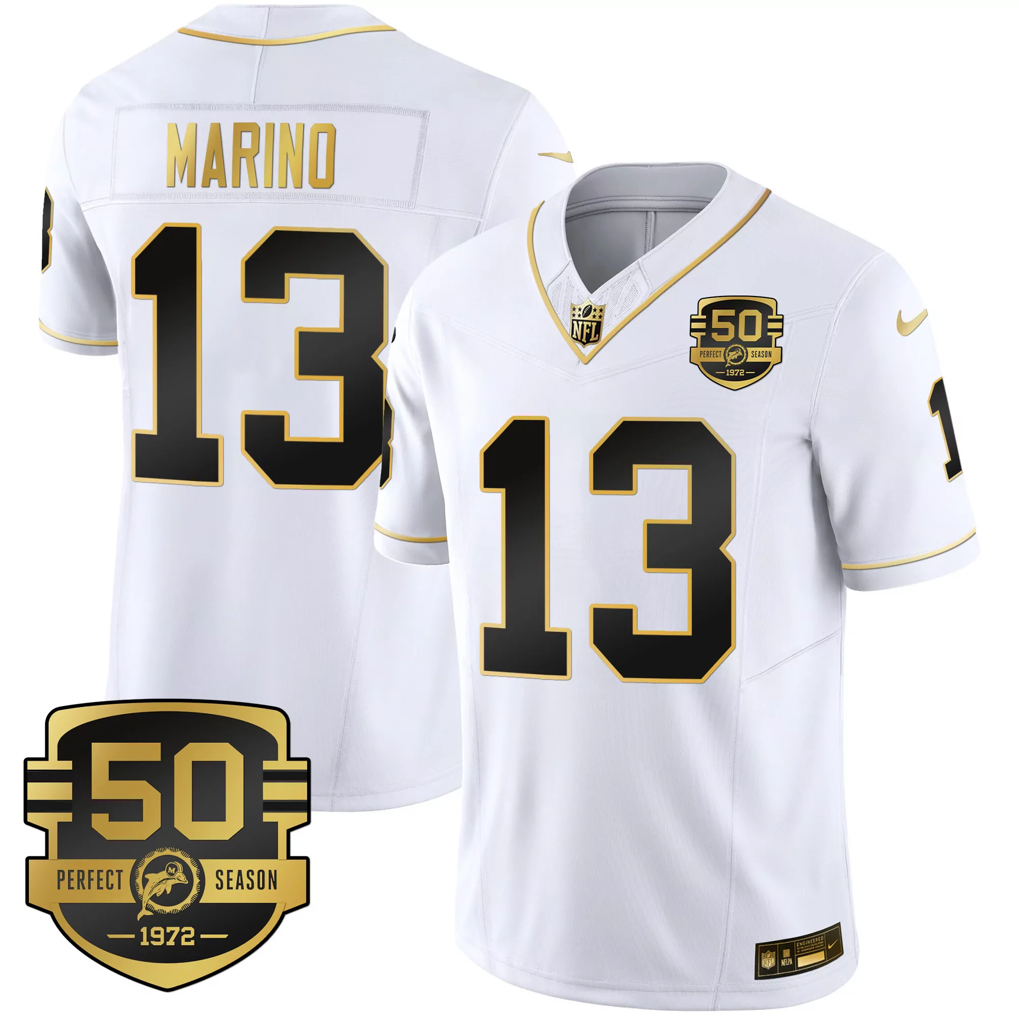 marino 13 new orleans saints 2022 men s all stitched vapor jersey white 50th patch