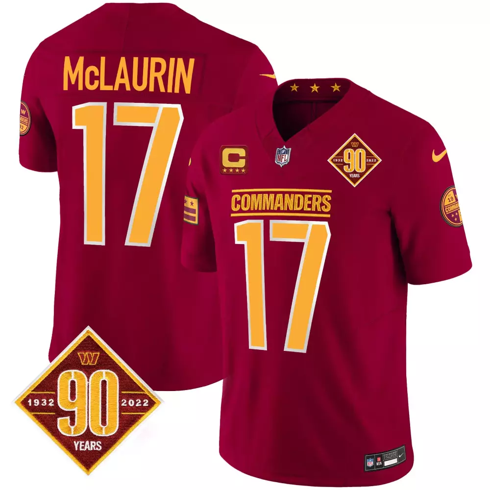 McLaurin 17 Commanders 2022 Men's All Stitched Vapor Jersey | Burgundy | 90 Years Edition | For Men, Women & Youth