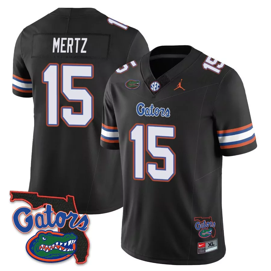 Mertz 15 Florida Gators 2023 Stitched Vapor Jersey | Black & White Design | Fan Gear for Men, Women & Youth