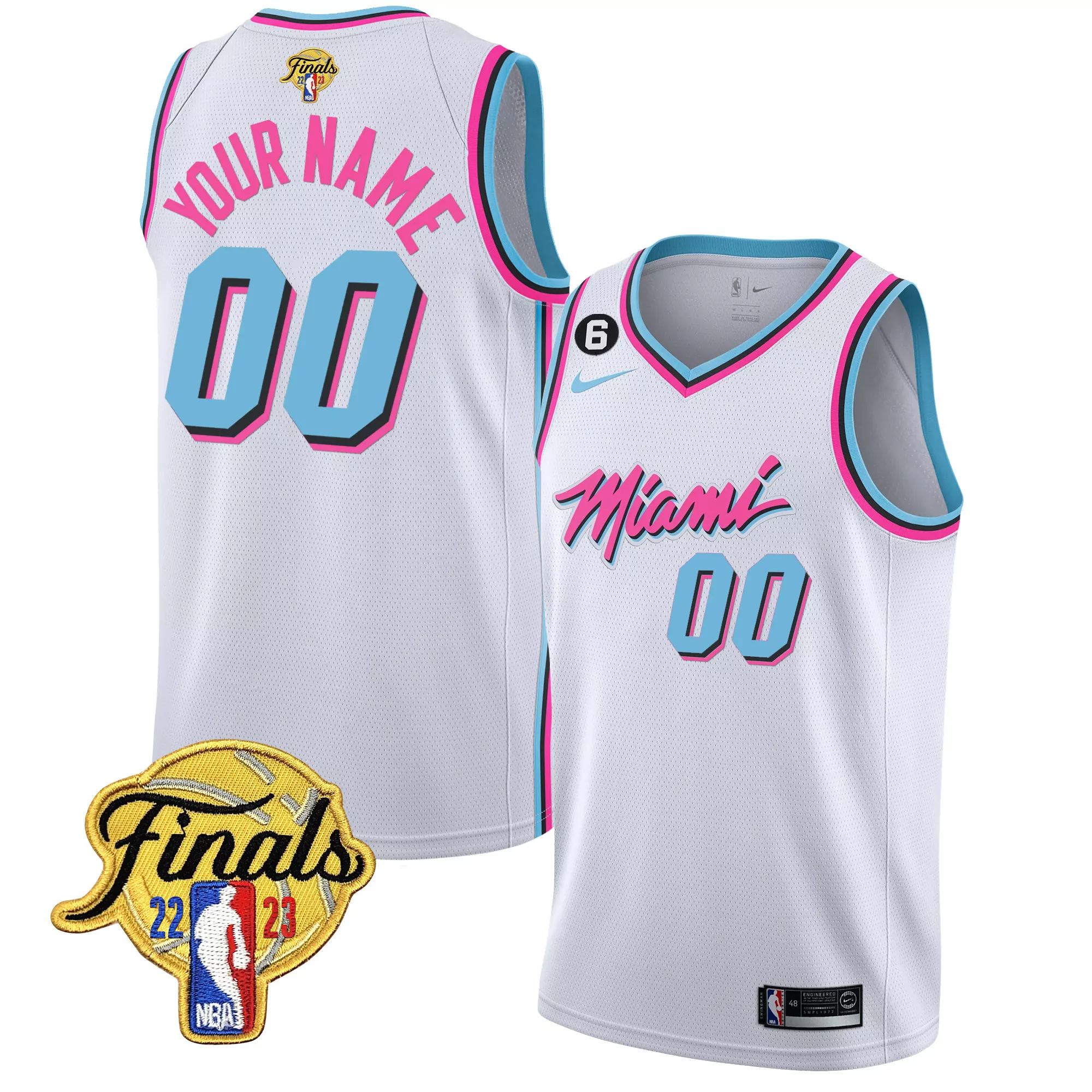 miami heat 00 finals 22 23 all stitched vapor jersey white red