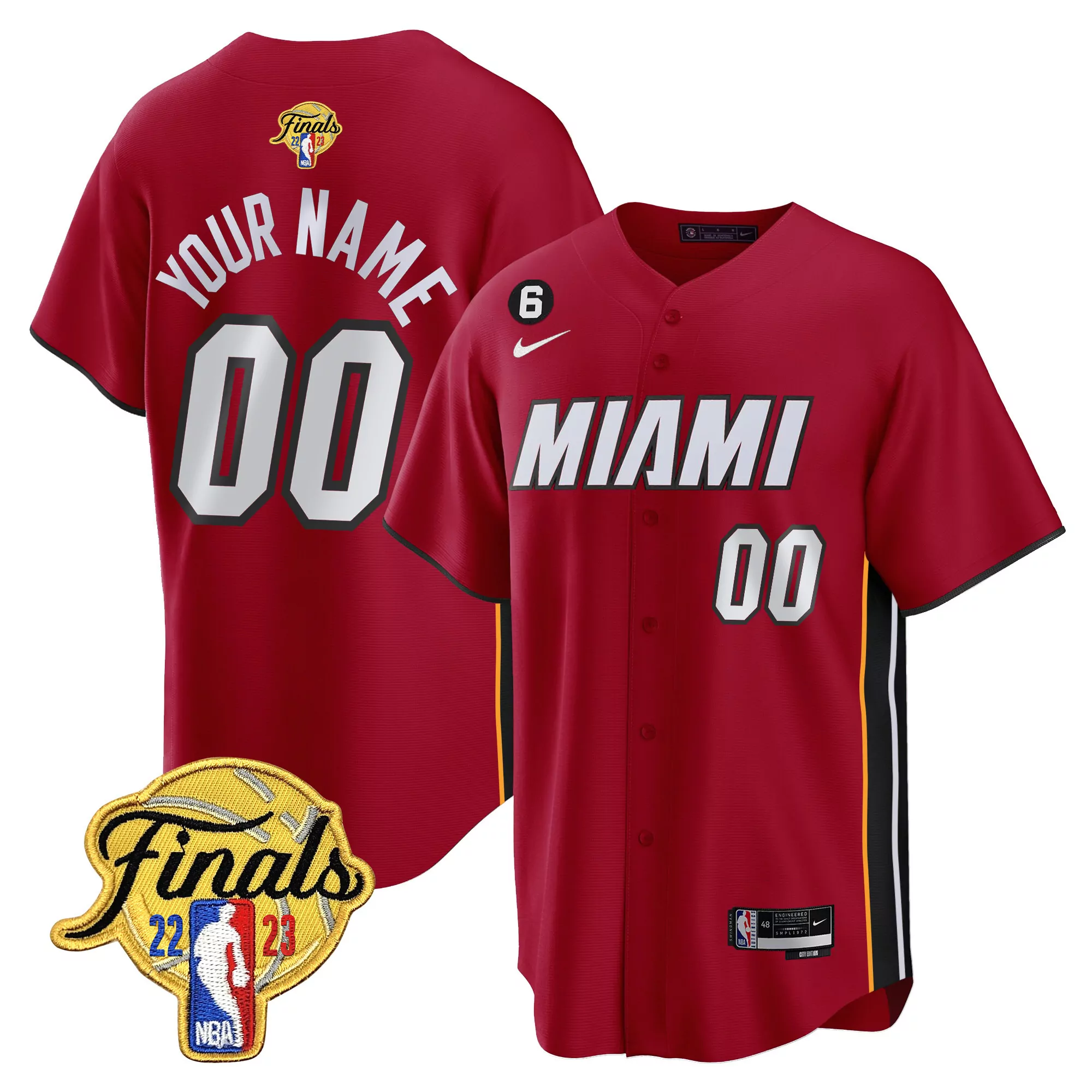 miami heat finals 22 23 all stitched vapor jersey your name 00 men s white red 1